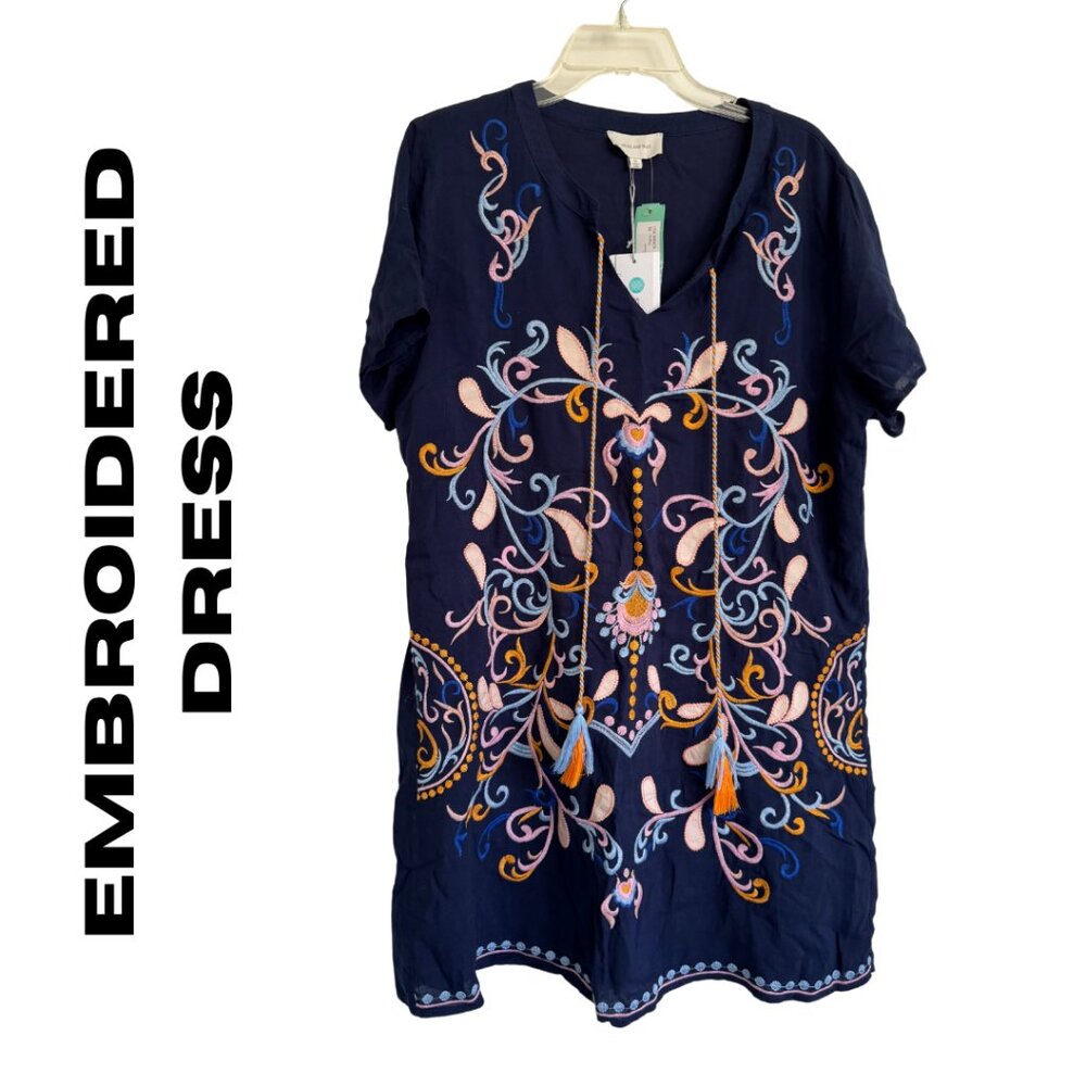 Skies Are Blue Theresa Embroidered Shift Dress